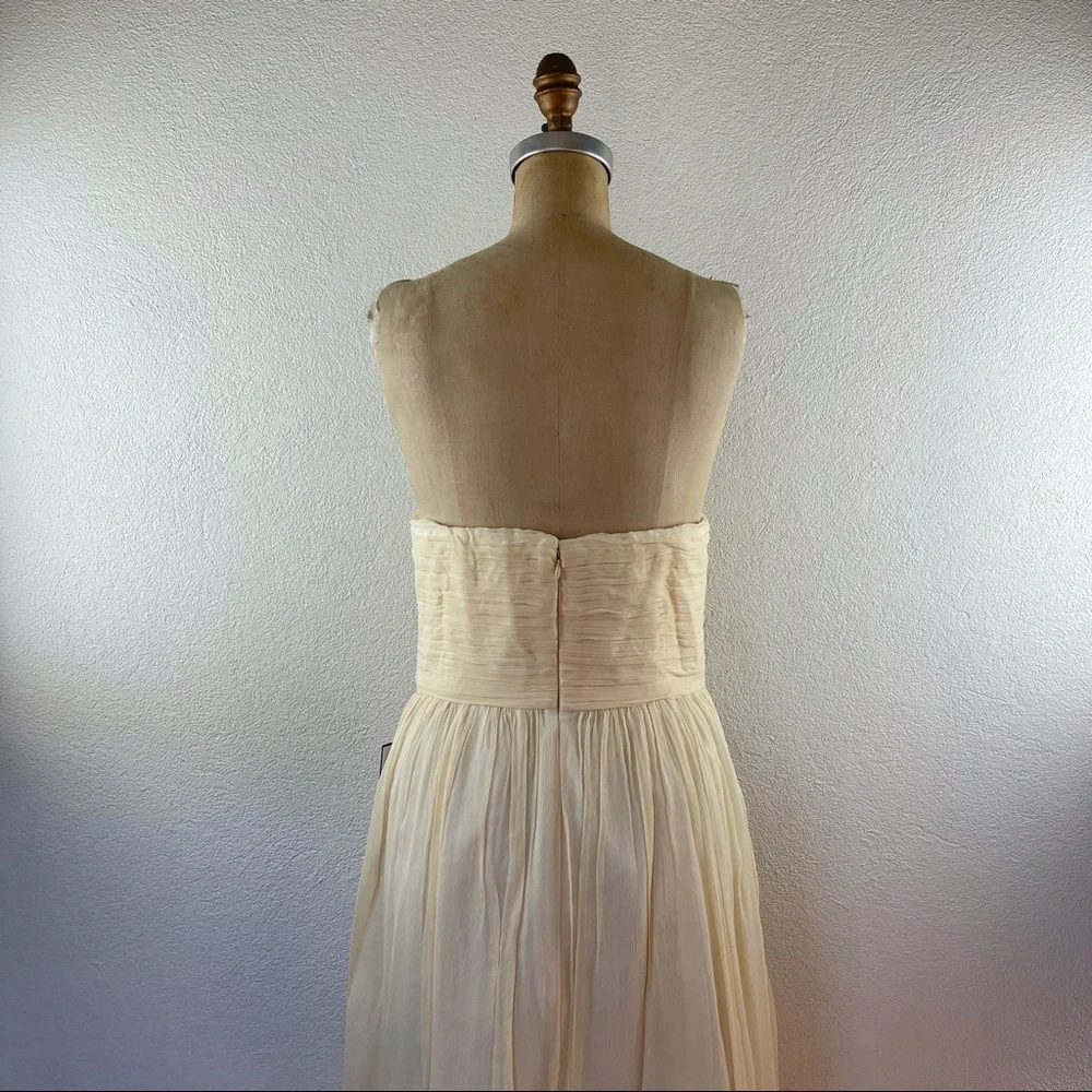 JCrew l 12 Silk Chiffon Pleated Strapless Sweetheart Wedding Bridal Formal Dress